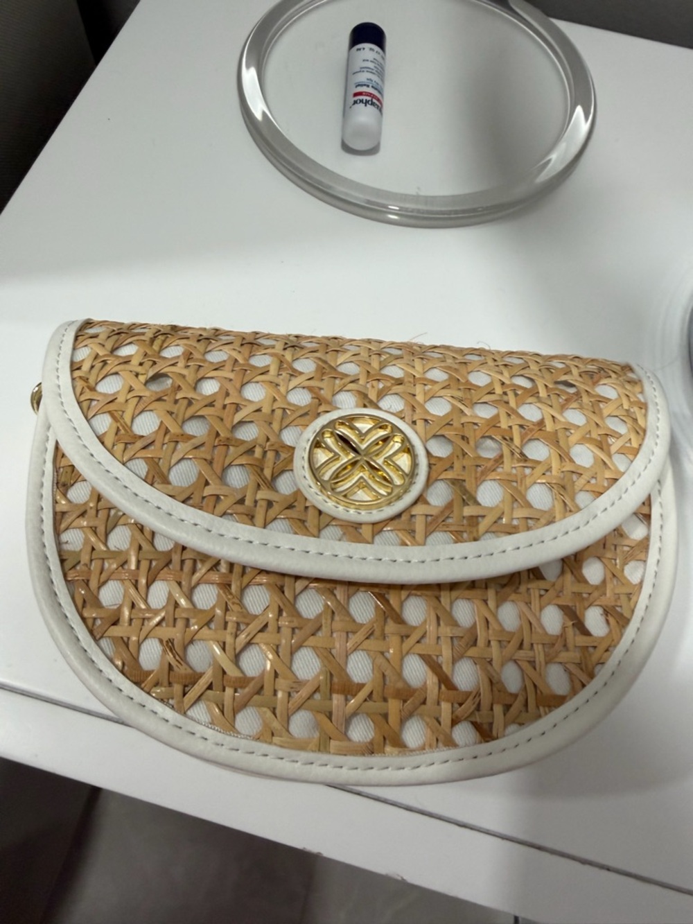 Lilly Pulitzer White & Tan Camille Cane Belt & Crossbody Bag - Picture 8 of 11